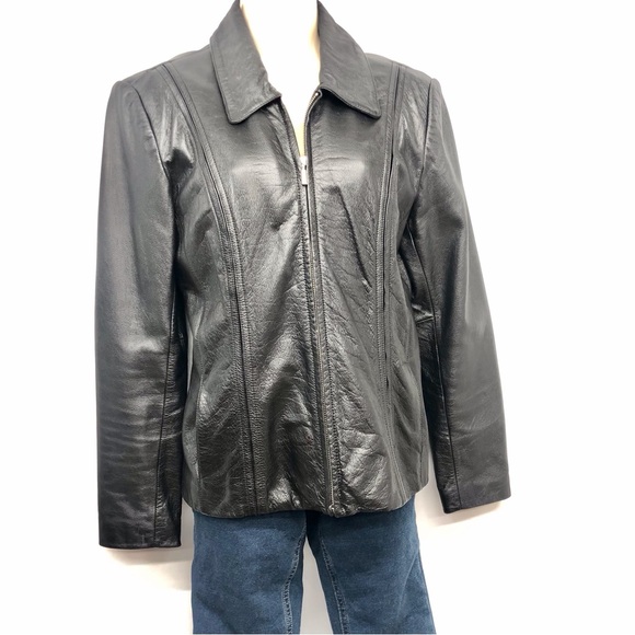 Jones New York Black Leather Jacket - Picture 15 of 16